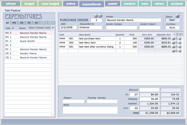 single vendor expenditure