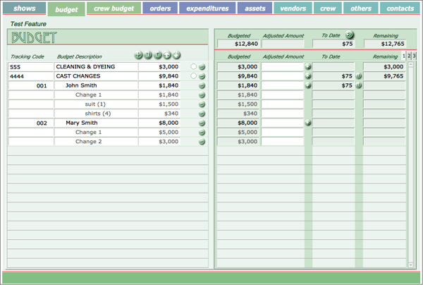 budget layout